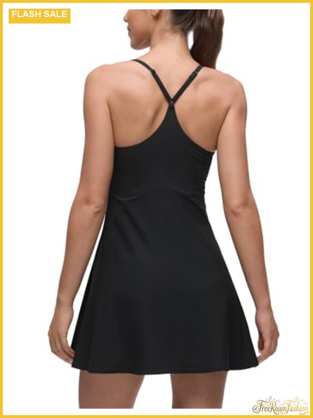 Drapey Spaghetti Strap Tennis Dress with Built-in Bra and Removable Pads